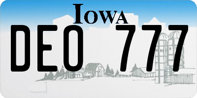 IA license plate DEO777