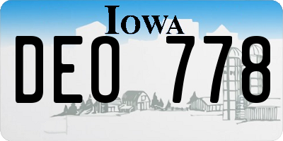 IA license plate DEO778