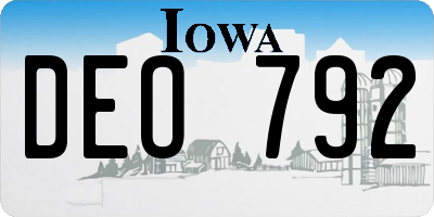 IA license plate DEO792