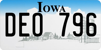 IA license plate DEO796