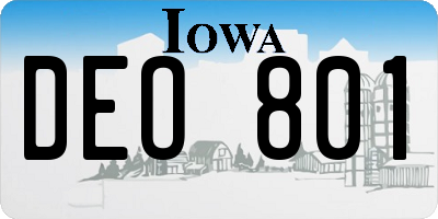 IA license plate DEO801