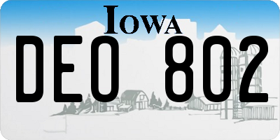 IA license plate DEO802