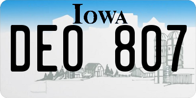 IA license plate DEO807