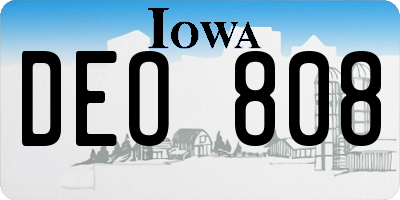 IA license plate DEO808