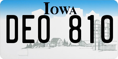 IA license plate DEO810