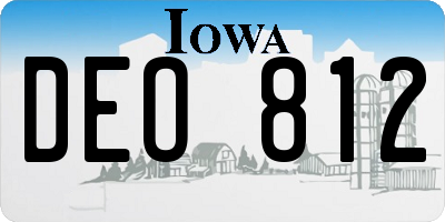 IA license plate DEO812