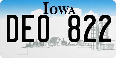 IA license plate DEO822