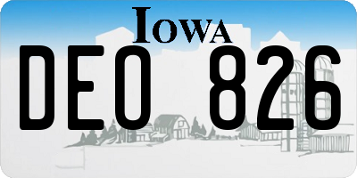 IA license plate DEO826