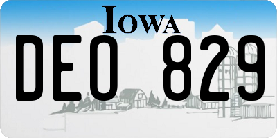 IA license plate DEO829