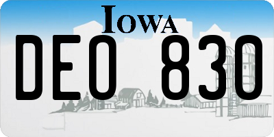 IA license plate DEO830