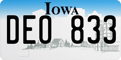 IA license plate DEO833