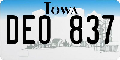 IA license plate DEO837