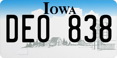 IA license plate DEO838