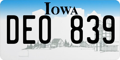 IA license plate DEO839