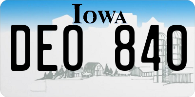 IA license plate DEO840