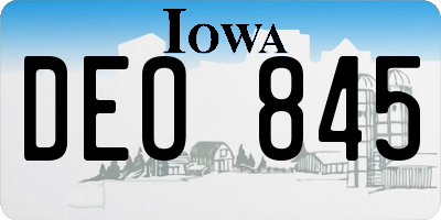 IA license plate DEO845