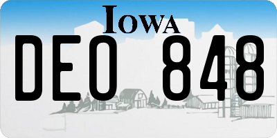 IA license plate DEO848