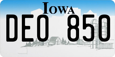 IA license plate DEO850