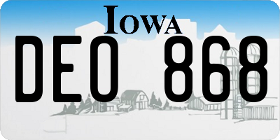 IA license plate DEO868
