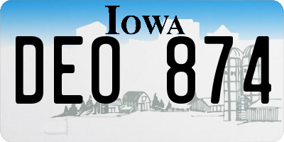 IA license plate DEO874