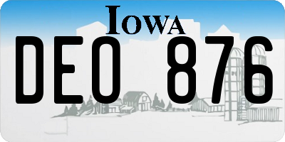 IA license plate DEO876