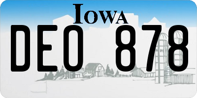 IA license plate DEO878