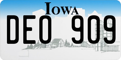 IA license plate DEO909
