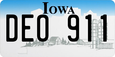 IA license plate DEO911