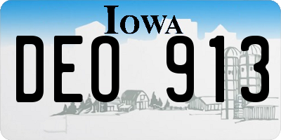 IA license plate DEO913