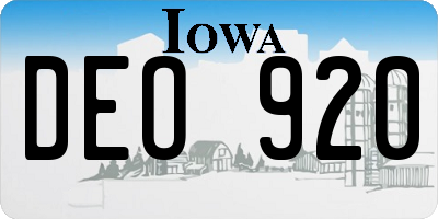 IA license plate DEO920