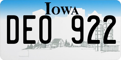 IA license plate DEO922