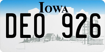 IA license plate DEO926