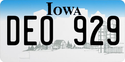 IA license plate DEO929