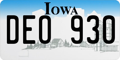 IA license plate DEO930