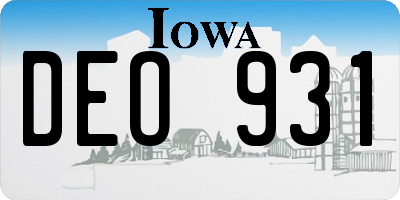 IA license plate DEO931