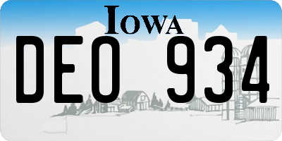 IA license plate DEO934