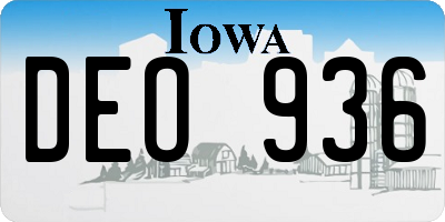 IA license plate DEO936