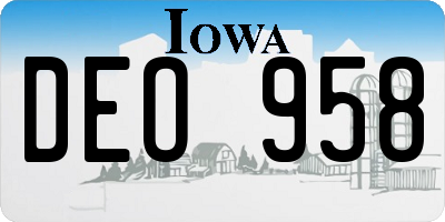 IA license plate DEO958