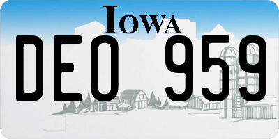 IA license plate DEO959