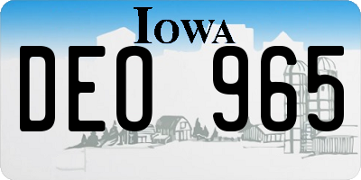 IA license plate DEO965