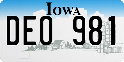 IA license plate DEO981