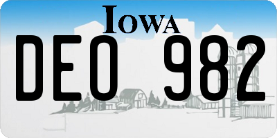 IA license plate DEO982