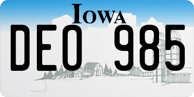 IA license plate DEO985