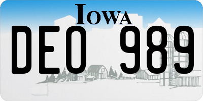 IA license plate DEO989