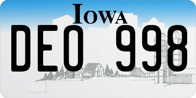IA license plate DEO998