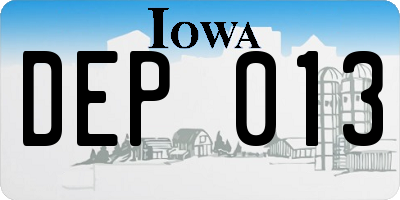 IA license plate DEP013