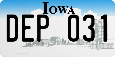 IA license plate DEP031