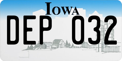 IA license plate DEP032
