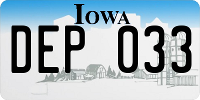 IA license plate DEP033