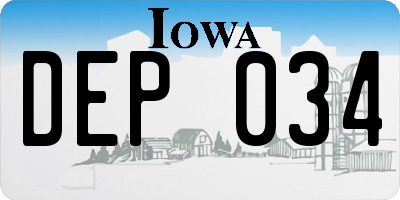 IA license plate DEP034